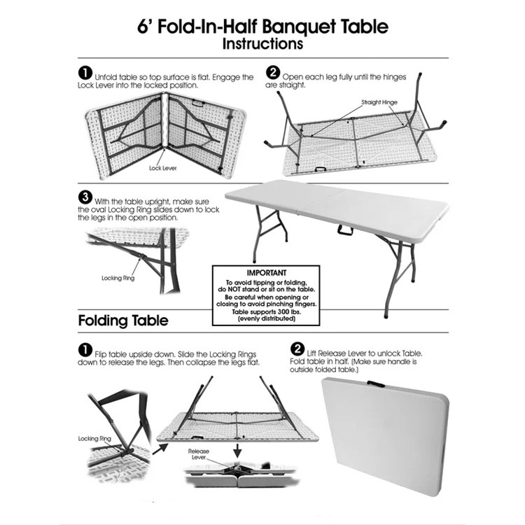 6Ft Plastic Folding Picnic Table