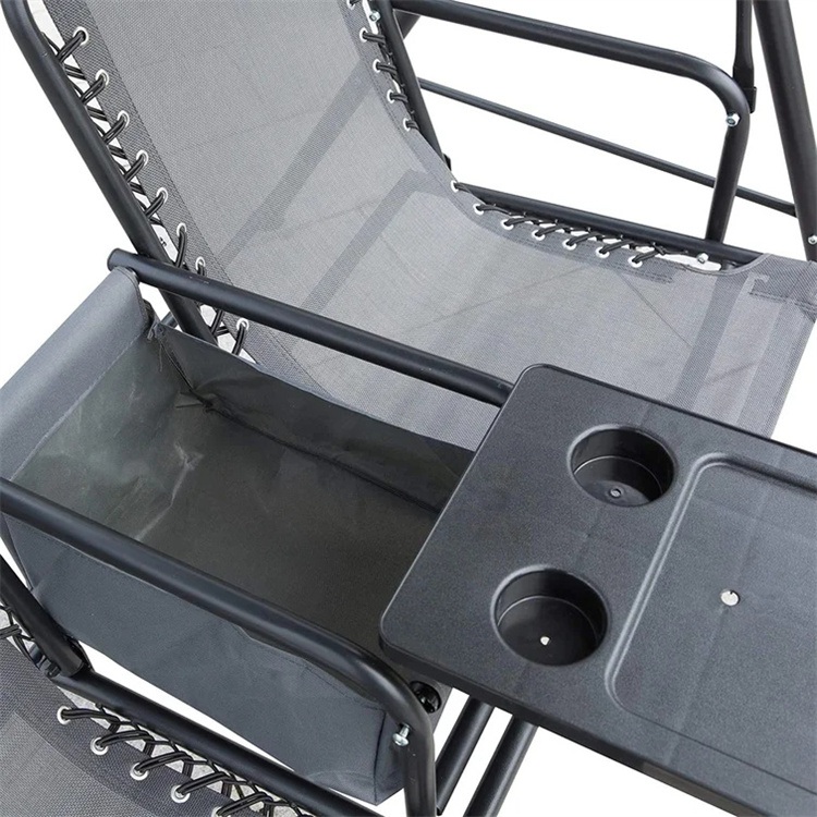 2-Seater Swing Chair with Pivot Storage Table