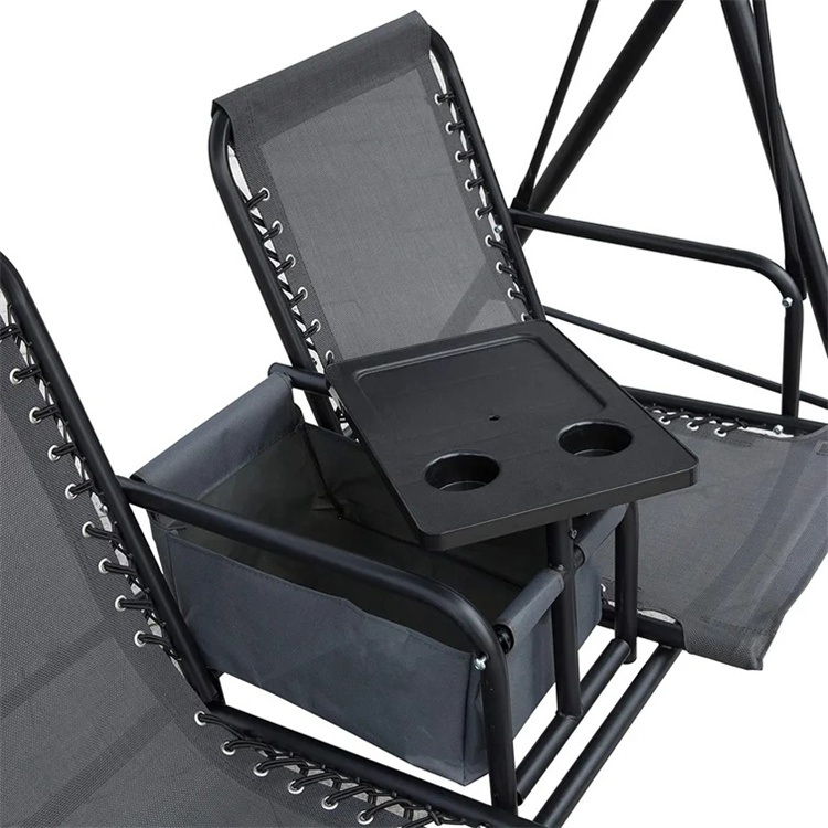 2-Seater Swing Chair with Pivot Storage Table