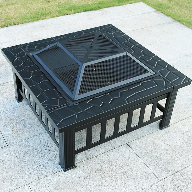 Square Outdoor Wood Burning Firepit