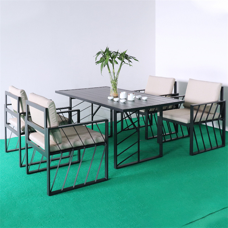 YM New KD 5-Piece Outdoor Dining Set Metal Patio Furniture, Suitable for Garden, Yard&Deck, Black