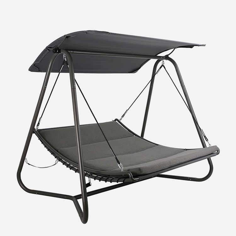 YM Outdoor Lounge Swing for Backyard Porch with Steel Stand,Hammock Porch Swing Chairs with Adjustable and Detachable Canopy