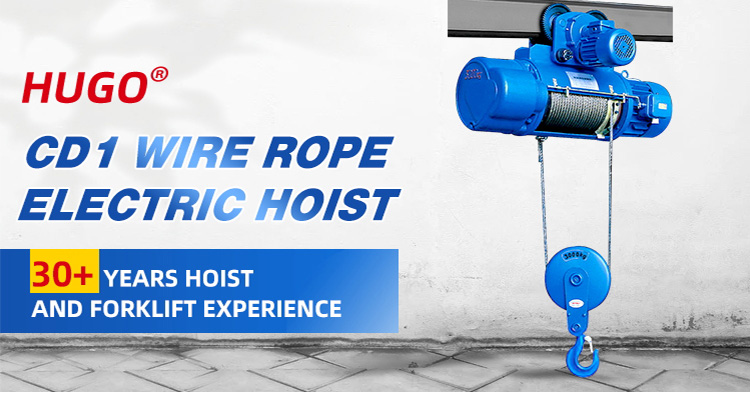 HUGO 1 Ton Lifting Tools Wire Rope Hoist Model Wire Rope Electric Hoist CD1