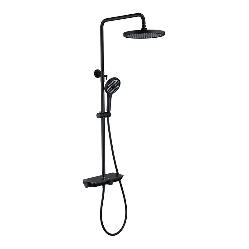 Black Thermostatic Big shower System with Hand Shower Faucets