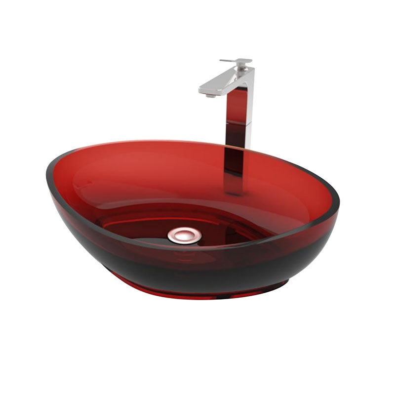 Surface Mounted Colorful Transparent Countertop Basin