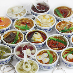 SmallOrders G020998  key ring pendant keychain Simulation food ramen congee soup dumplings new fancy ornaments - 2