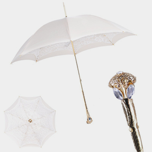 SmallOrders G050219 Italian white lace long-handled  umbrella - 3 