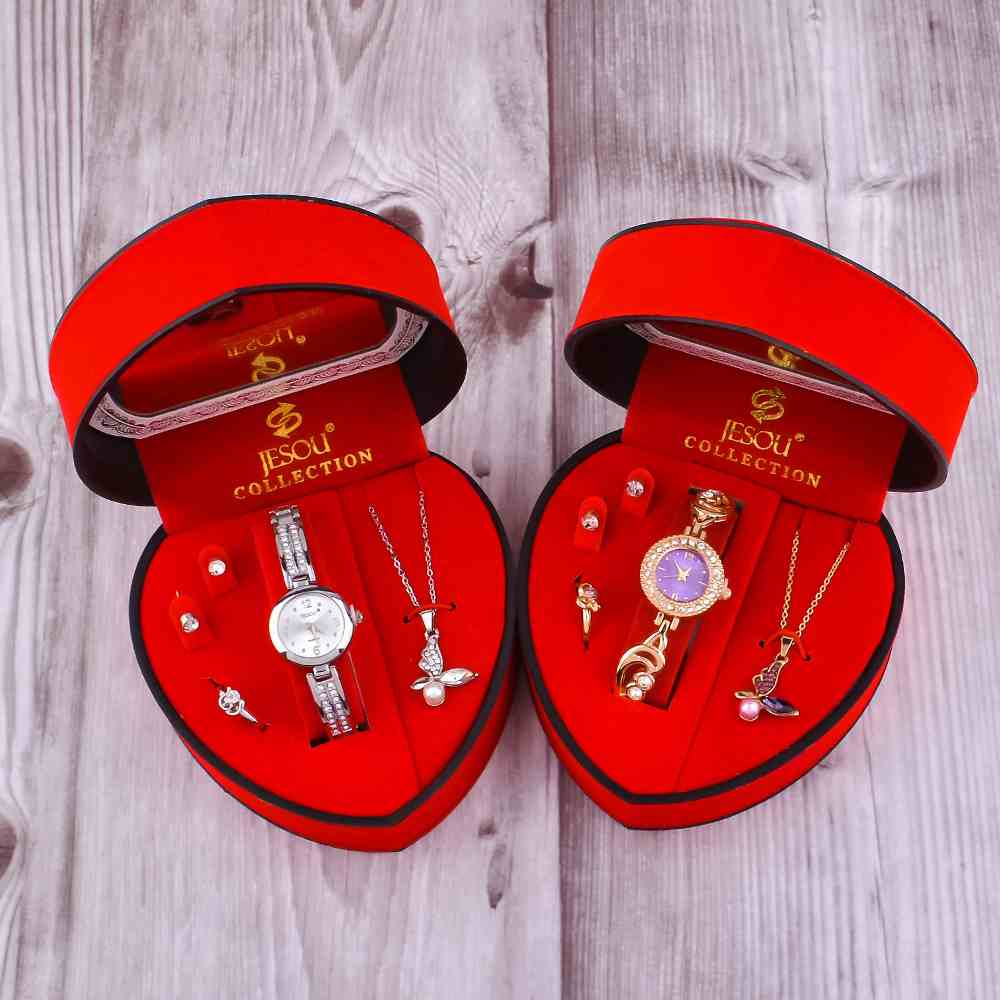 SmallOrders GY010 High-End Fashion Custom Women Quartz Watch Necklace 4-Piece Gift Set Box - 1 