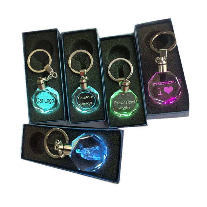 Car Brand Logo Key chain Custom crystal Keychain with led keyrings - 2