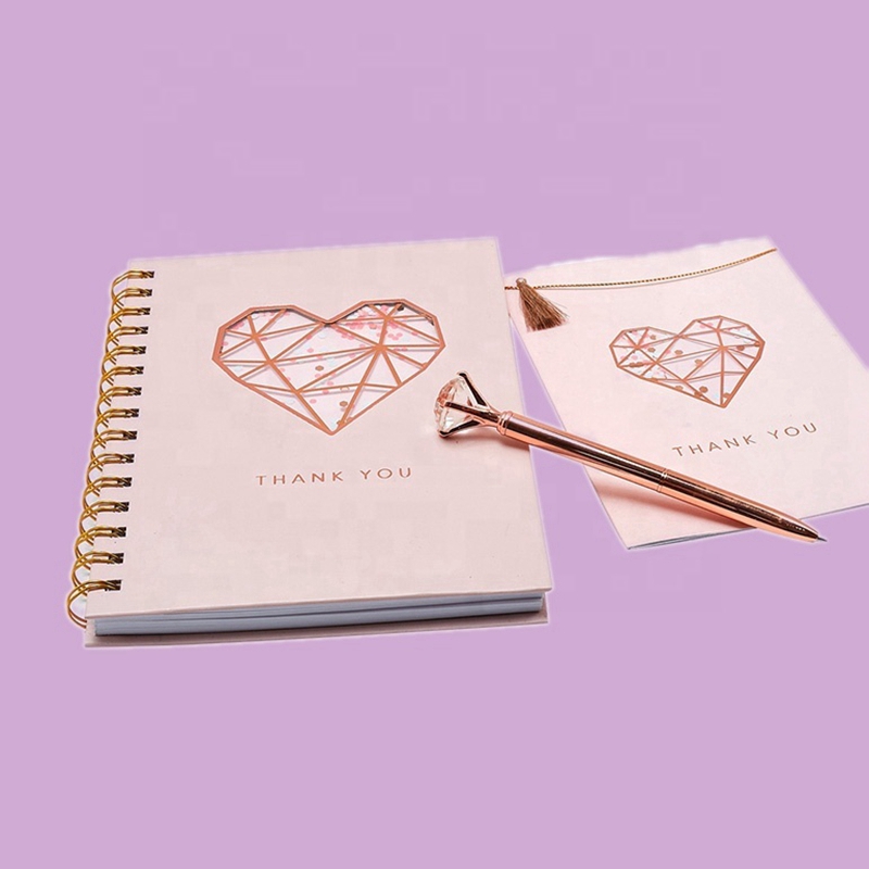 SmallOrders G0128 New Design Rose Gold Foil Notebook and Pen Gift Set - 3 