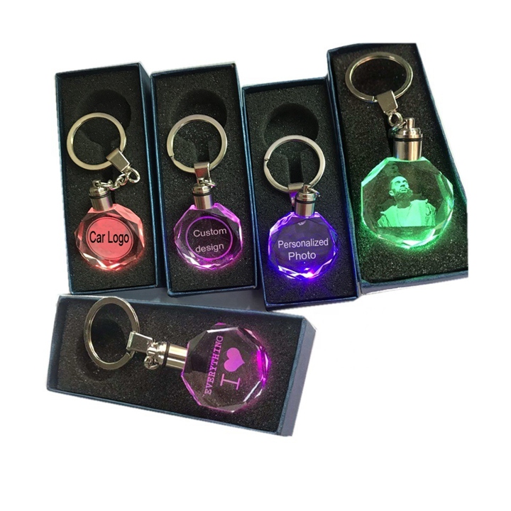 Car Brand Logo Key chain Custom crystal Keychain with led keyrings