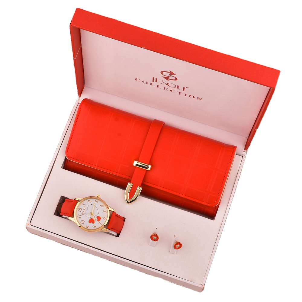 SmallOrders GY012 Stylish versatile wallet watch ear stud cover box with exquisite gift box 3-piece set ladies gift set