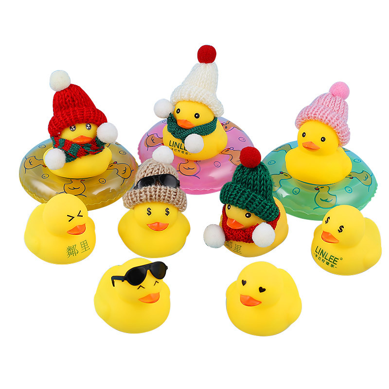 SmallOrders S140525 Cute yellow duck in hat Christmas gift Sunglasses hat duck decorations funny water playing duck bath toys.