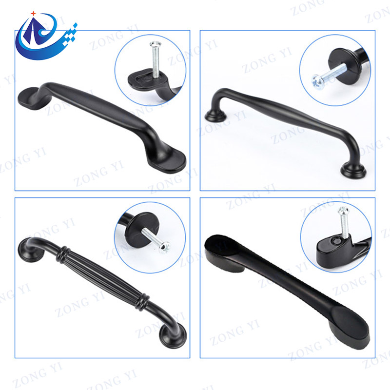 Черни винтидж дръжки за шкафове от алуминий и цинкова сплав - 2