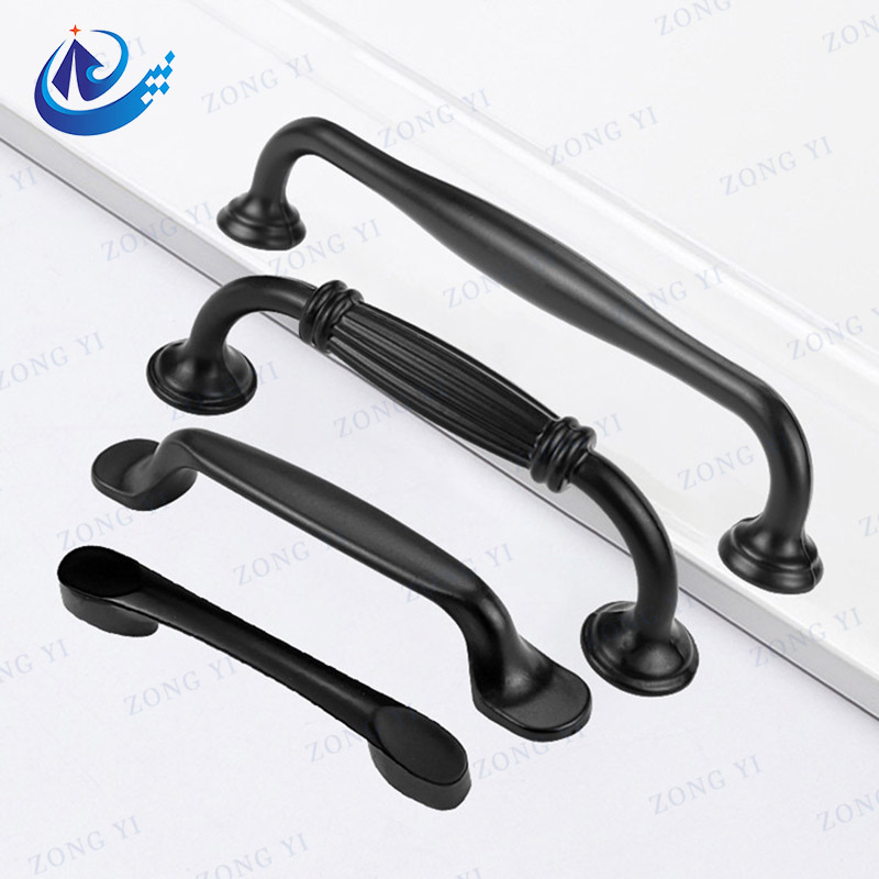 Черни винтидж дръжки за шкафове от алуминий и цинкова сплав - 3