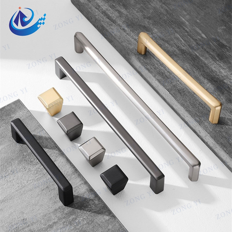 Aluminium Stainless Steel Zinc Alloy Solid Cabinet Kitchen Drawer Pull - 3 