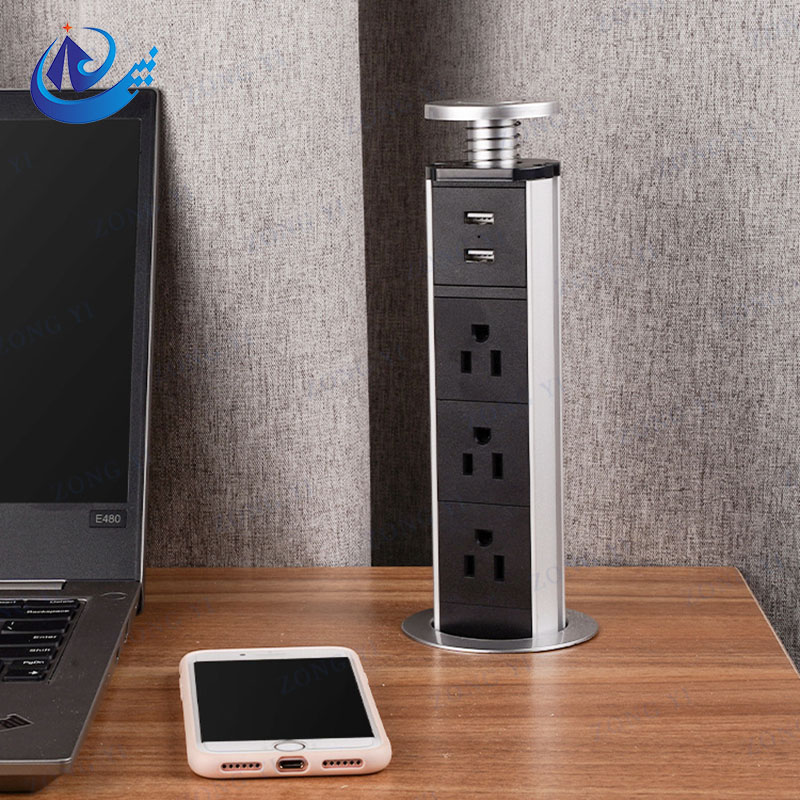 Desktop Power Grommet with USB Hidden Desk Hole Charging Power Socket - 4 