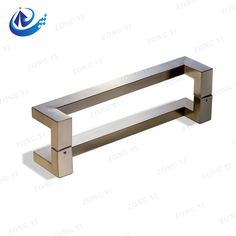 Double Cranked Stainless Steel Bathroom Glass Door Handle