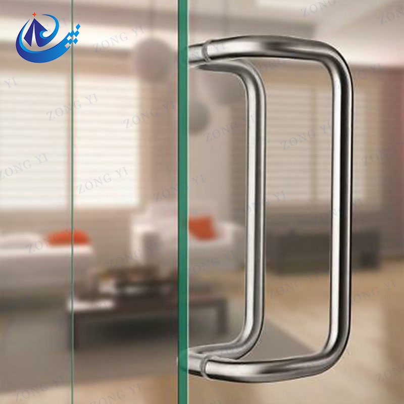 Double Cranked Stainless Steel Bathroom Glass Door Handle - 3 