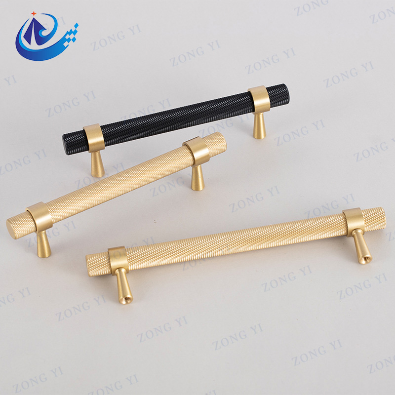 China Brass Solid Furniture Cabinet Knurled T Bar Drawer Pulls Suppliers