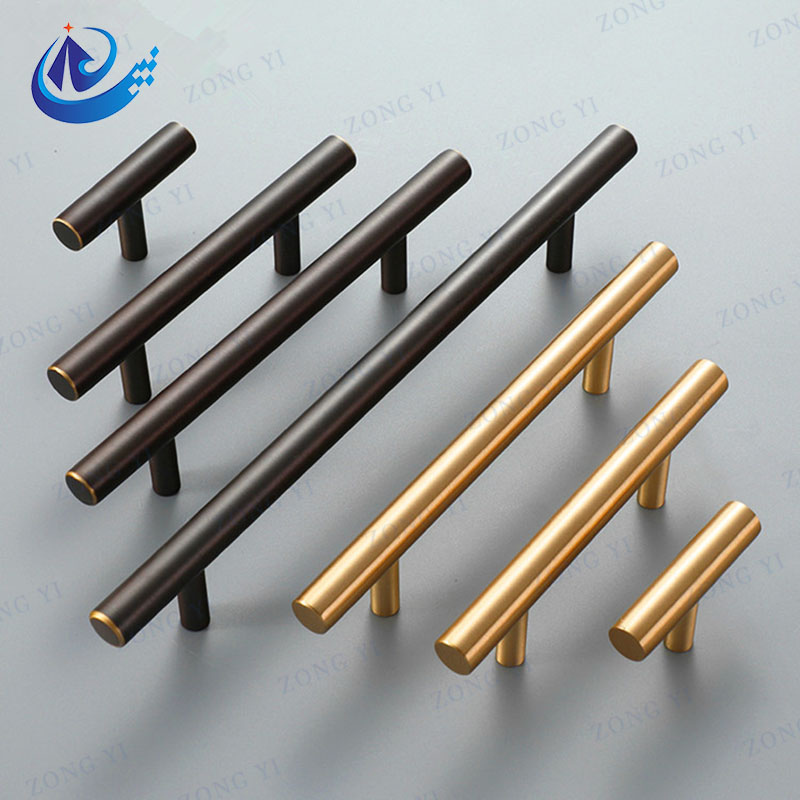 Low Price Brass Solid Furniture Cabinet Knurled T Bar Drawer Pulls