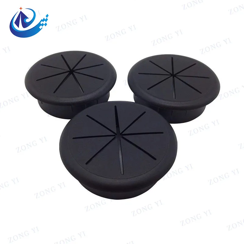 Plastik Aluminium dan Zinc Alloy Desk Grommet Cable Hole Cover