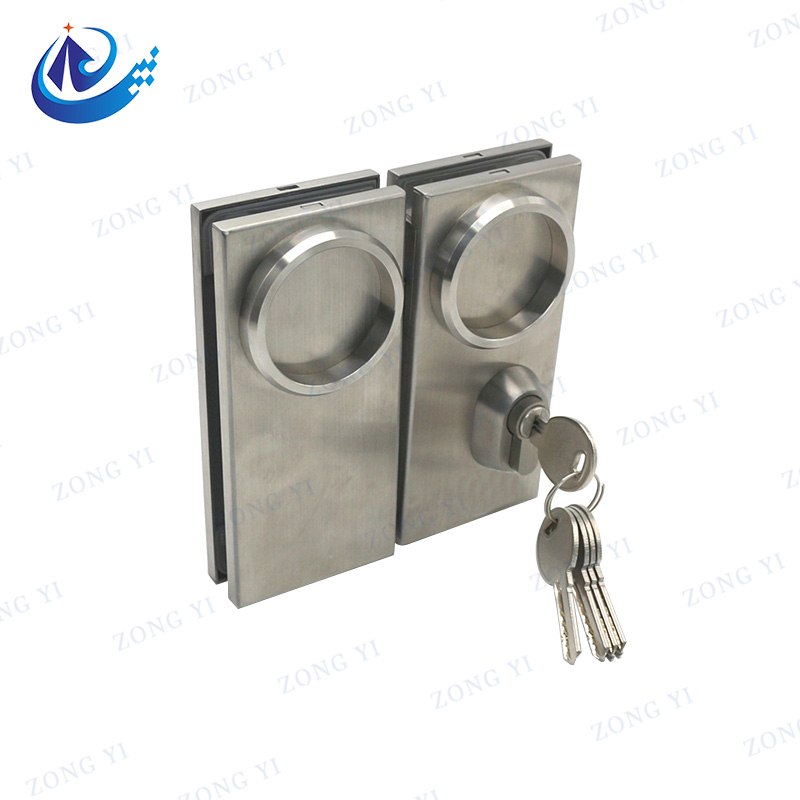 Square Single Stainless Steel Glass Door Lock - 3