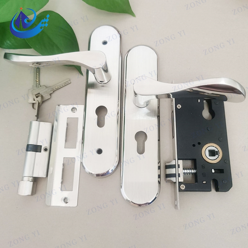 Stainless Steel Solid Lever Door Lock With Plate - 2
