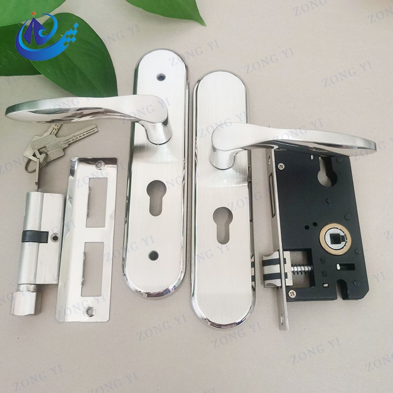 Stainless Steel Solid Lever Door Lock With Plate - 3