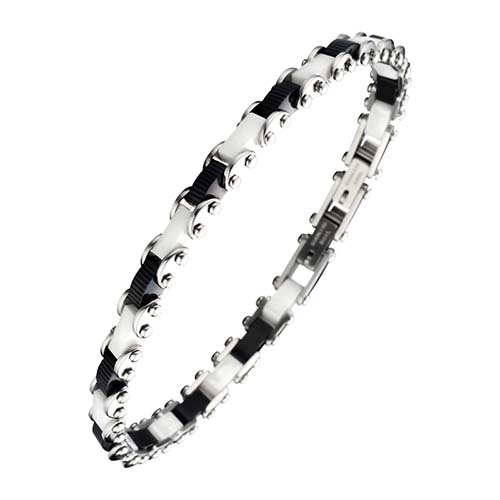 White Black Ceramic Bracelet Stainless Steel Bangle Hot Silver