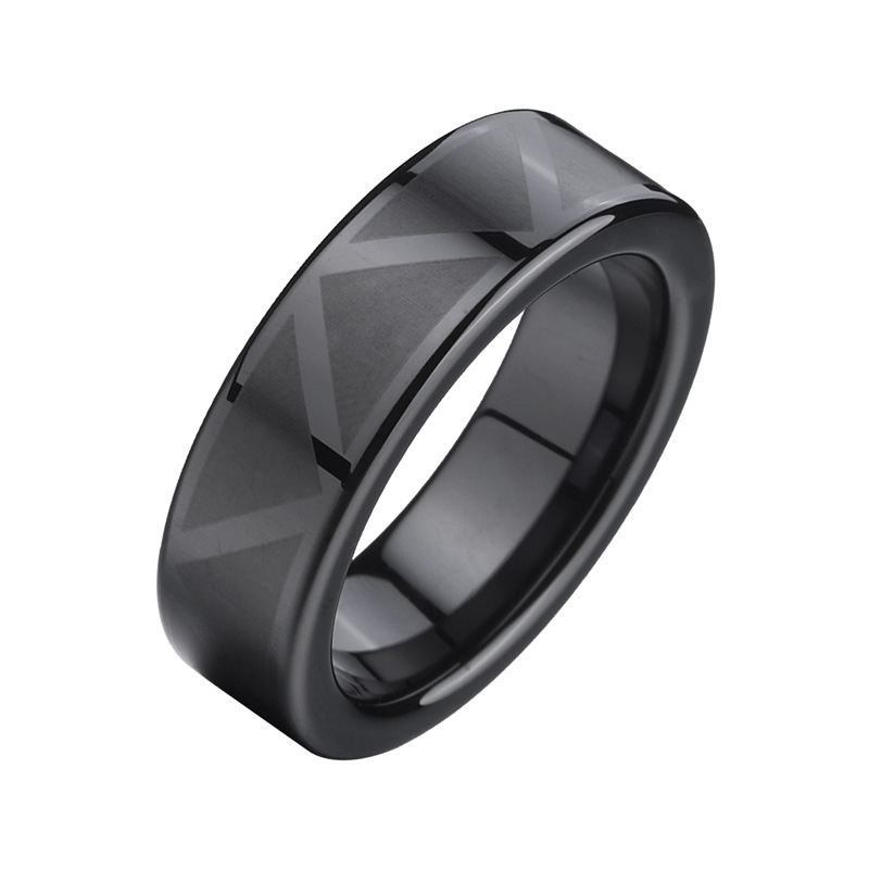 6MM Black Ceramic Ring With Laser Pattern