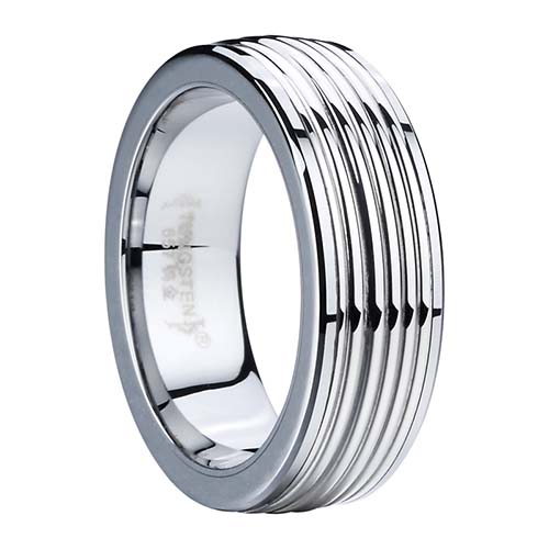 7mm Grooved Men Tungsten Carbide Ring