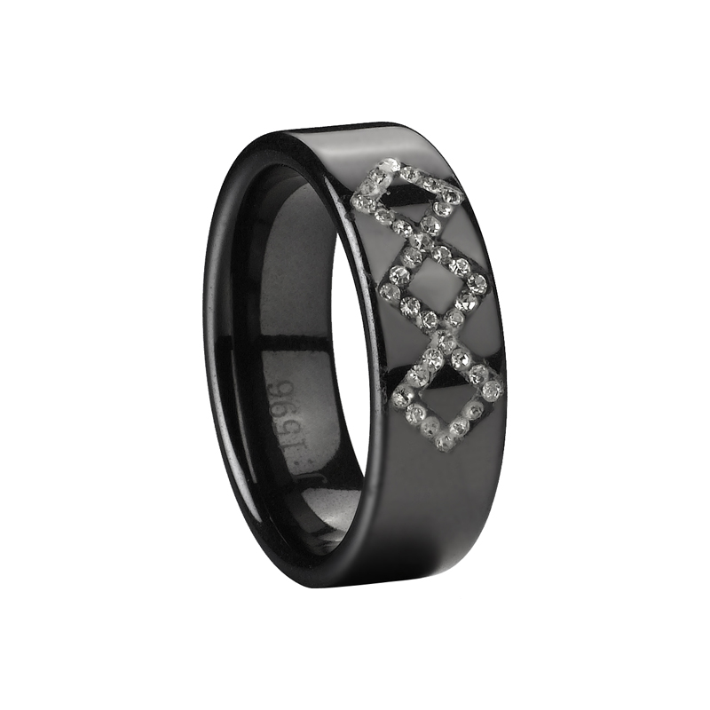 Рамен црн керамички прстен од 8 мм со CZ