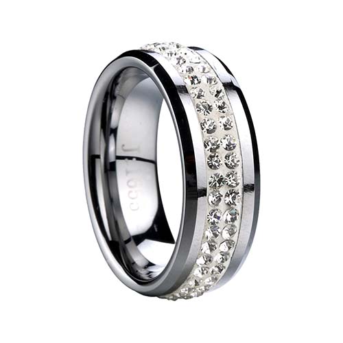 8mm Tungsten Nuptiale Band Cum Crystal Stone Resina Inlay
