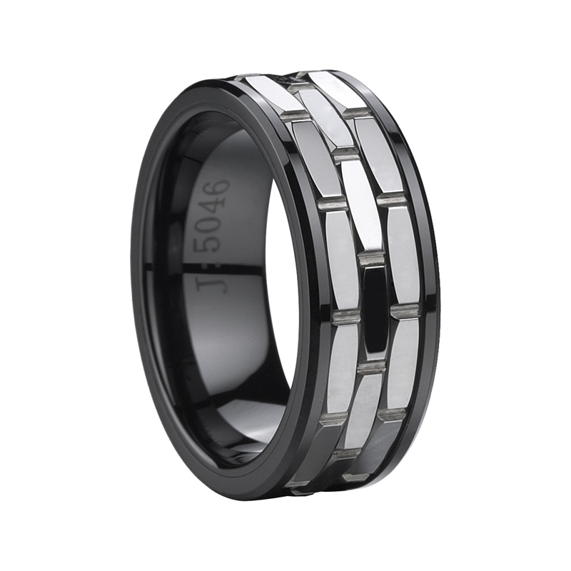 Black Ceramic Ring Inlad Armor Tungsten