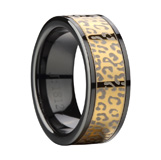 Ceramic Carbide Wedding Band with Laser Stainless Steel Inlay