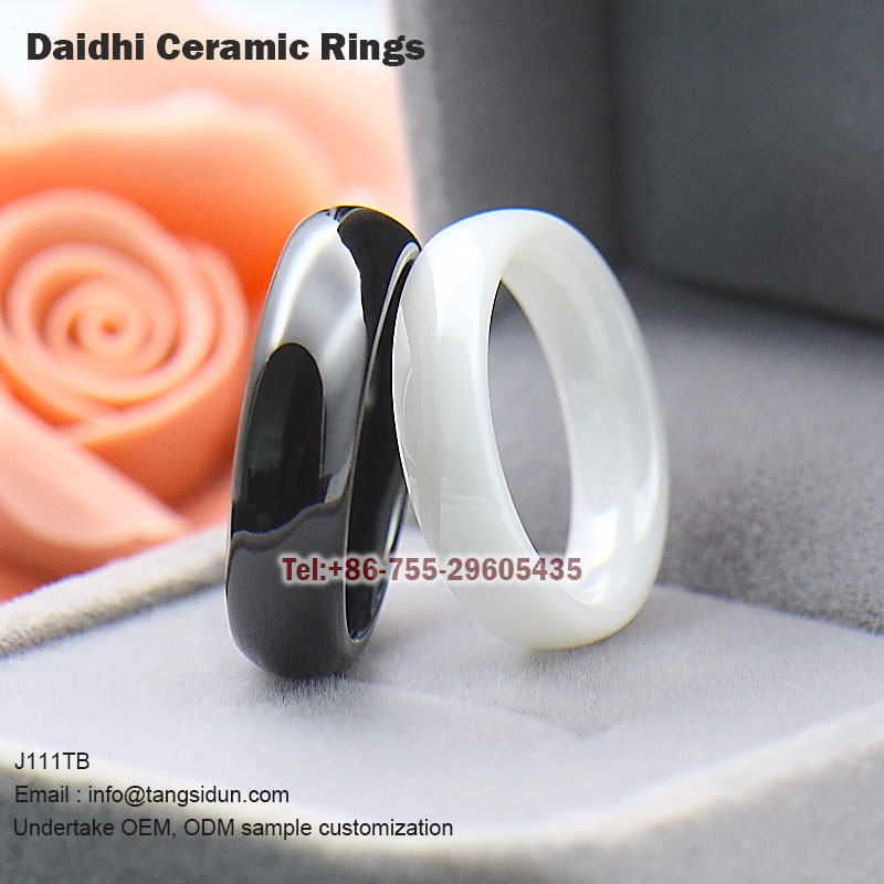 Dome ceramic wedding band ring