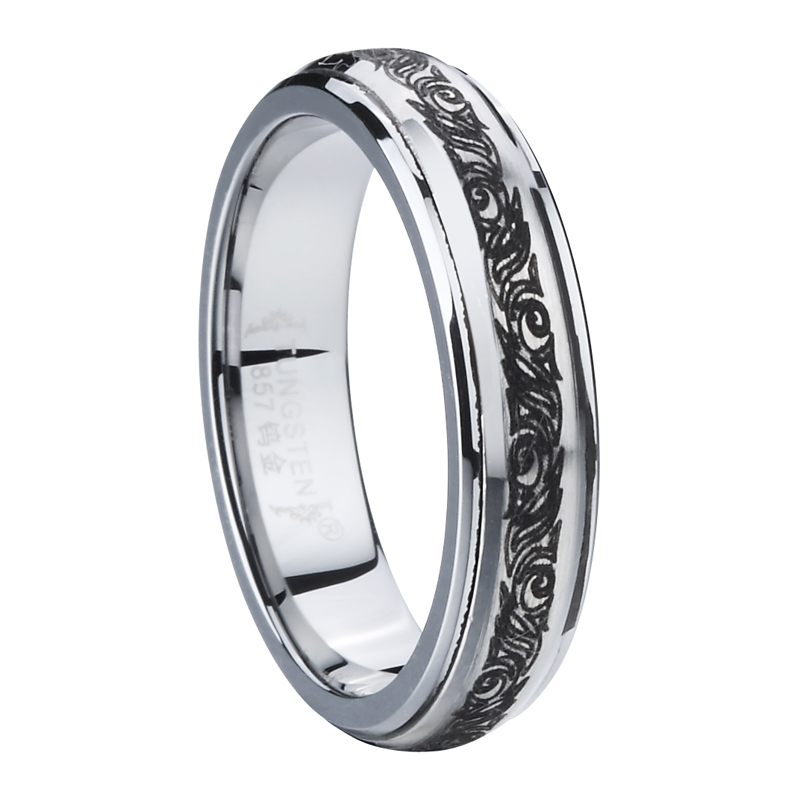 Dome Forever Tungsten Ring Inlay Stainless Steel and laser