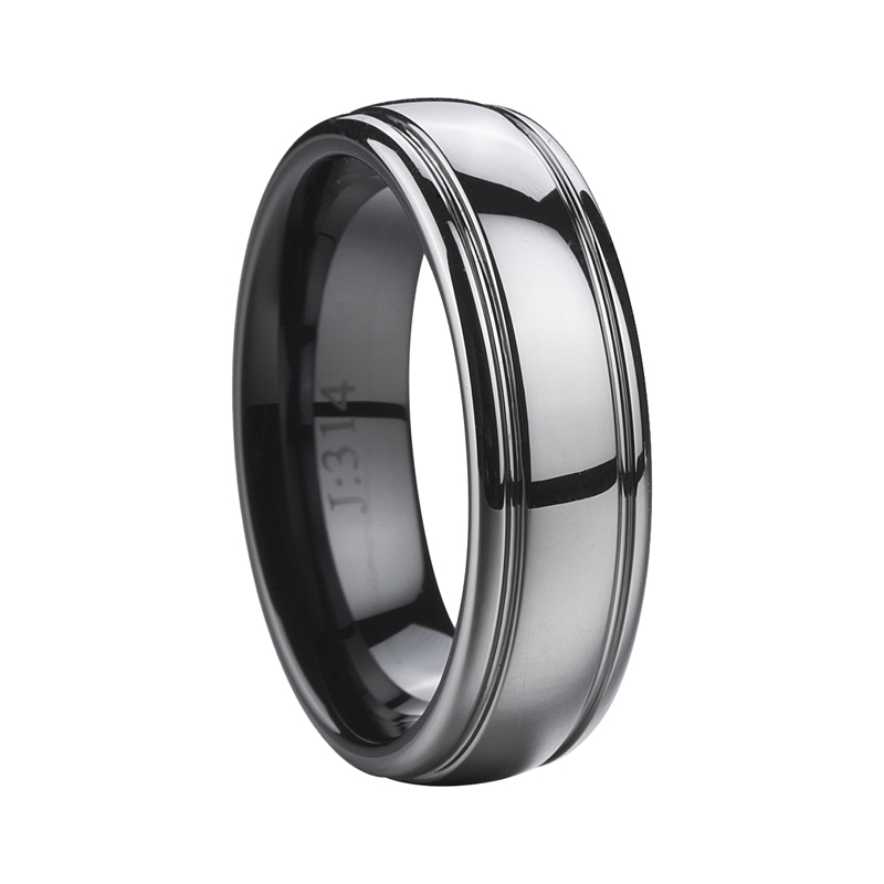 Dual Grooved Ceramic inlad Tungsten Wedding Band