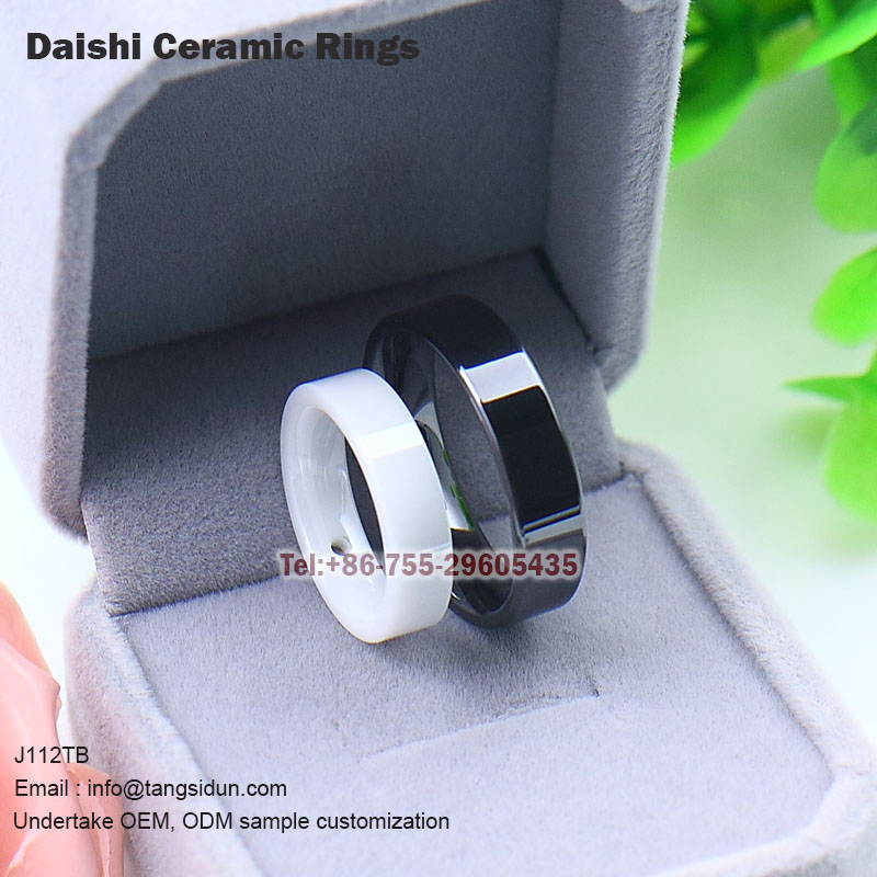 Płaski pierścionek ceramiczny biały i czarny pierścionek jubilerski 5mm