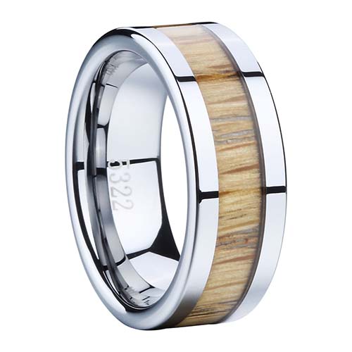 Flat Tungsten Wood Ring