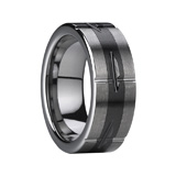 Mens Groove Brushed Finish Tungsten Carbide Wedding ring