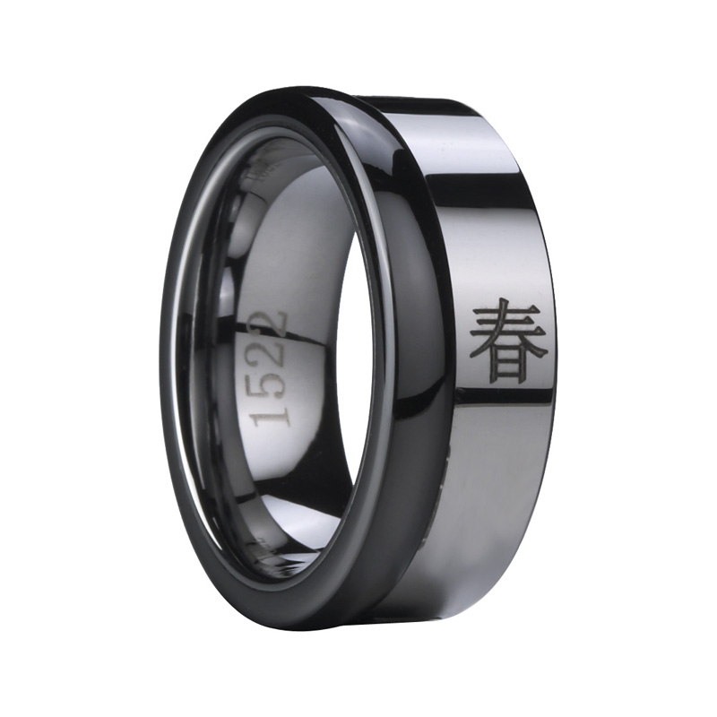 Personalized lettering SpringTungsten Carbide Ring Single Ceramic Edge