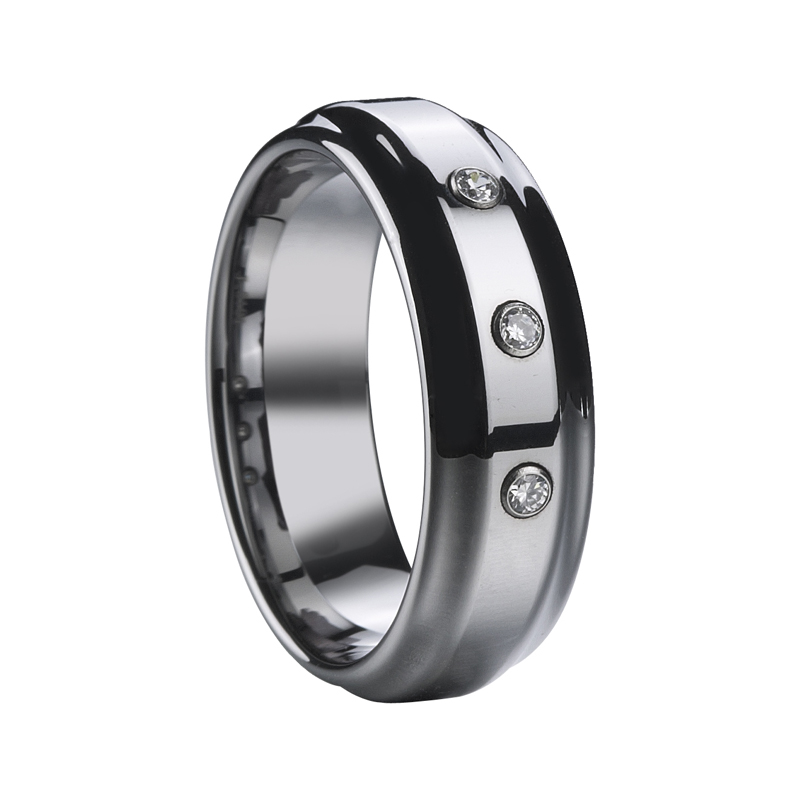 Engagement jewelry gift tungsten ring with stone