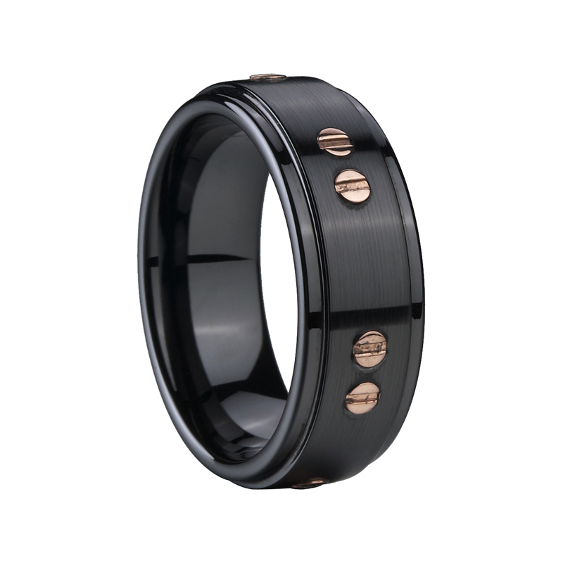 Raised Brushed Center Ceramic Ring with Stainless Steel