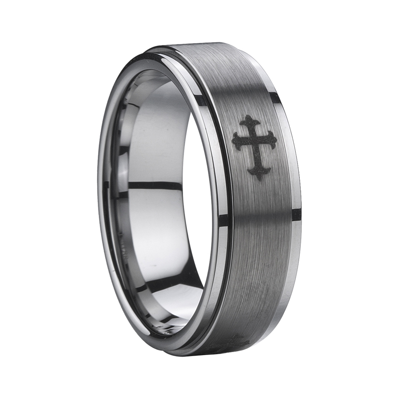 Step tungsten ring withcenter sand wholesale tungsten ring