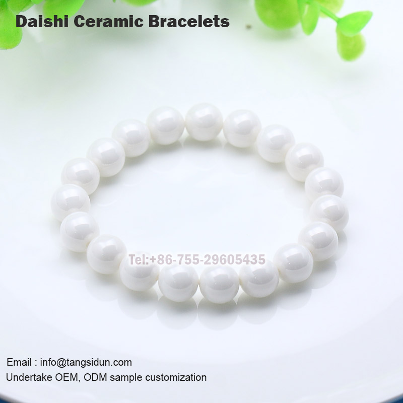 White Ceramic Beaded Bracelet 10mm Fashion