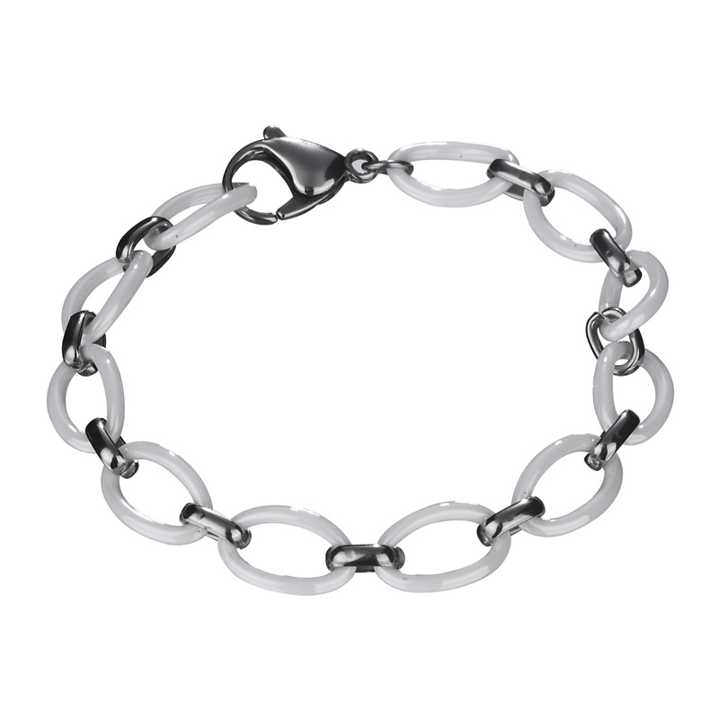 Bracelets en céramique blanche pour femme bracelets cadeaux lien en acier inoxydable