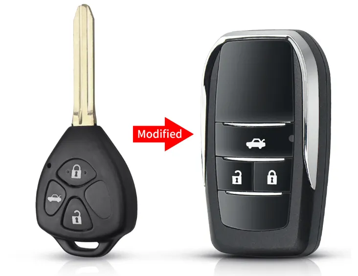 T-oyota Modified Folding Key Shell အတွက် 2/3/4 ခလုတ်များ အဝေးထိန်းကားသော့အိတ်