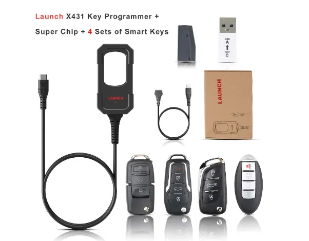 Indítsa el az X431 Key Programmer Remote Maker-t 4 db univerzális távvezérlő kulccsal és 1 db Super Chippel az X431 IMMO Elte/IMMO Plus/pad V számára